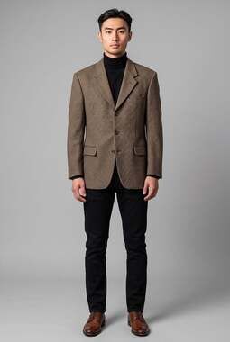 Krizia Uomo Brown Textured Three-Button Sport Coat Blazer